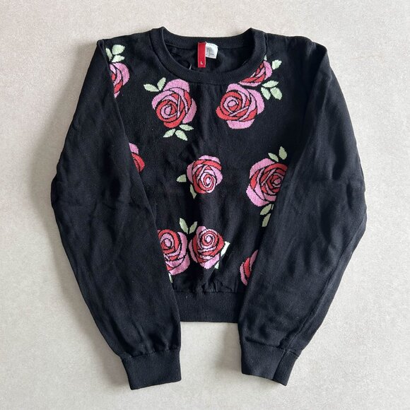 H&M Black Rose Sweater ASO Louisa Clark in Me Before You - Picture 4 of 9